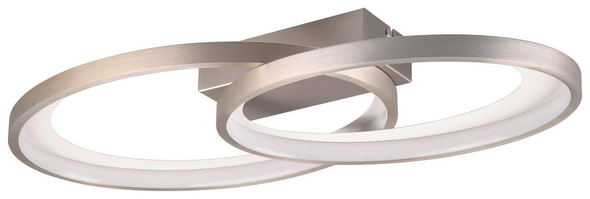 Reality LED-Deckenleuchte R64482107 Malaga nickel matt Metall B/H/T: ca. 57x8x30 cm 1 Brennstellen Malaga - nickel matt (57,00/8,00/30,00cm) - Reality