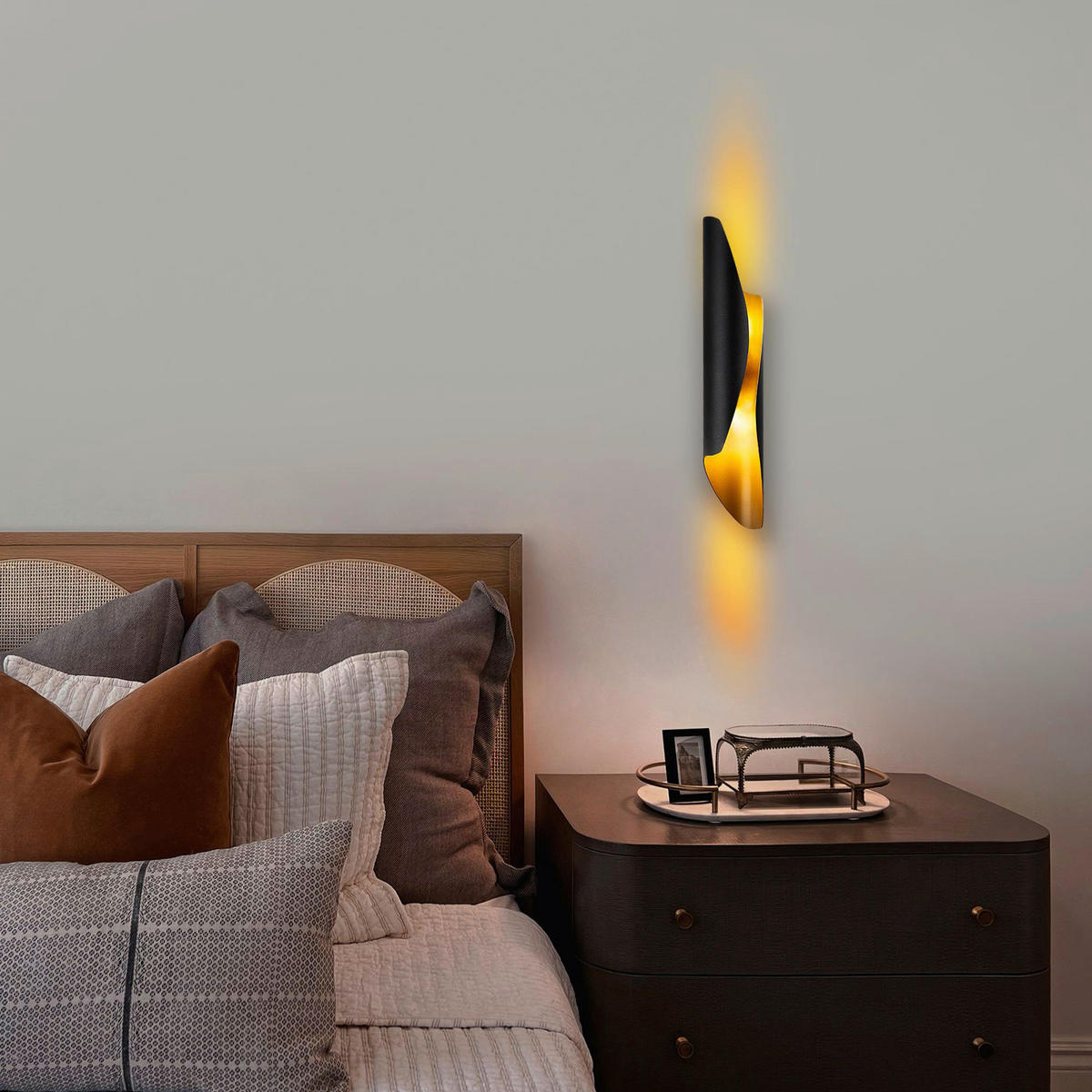 Opviq Wandleuchte schwarz Metall B/H/L: ca. 40x11x8 cm G9 2 Brennstellen Flare - schwarz (8,00/40,00/11,00cm) - Opviq