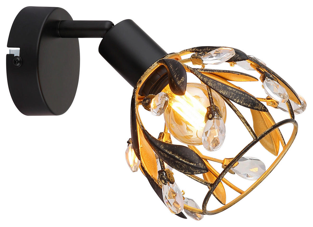 GLOBO Spot MIKA 15759-1 gold schwarz Metall B/H: ca. 12x16 cm E14 1 Brennstellen MIKA - gold/schwarz (12,00/16,00cm) - GLOBO