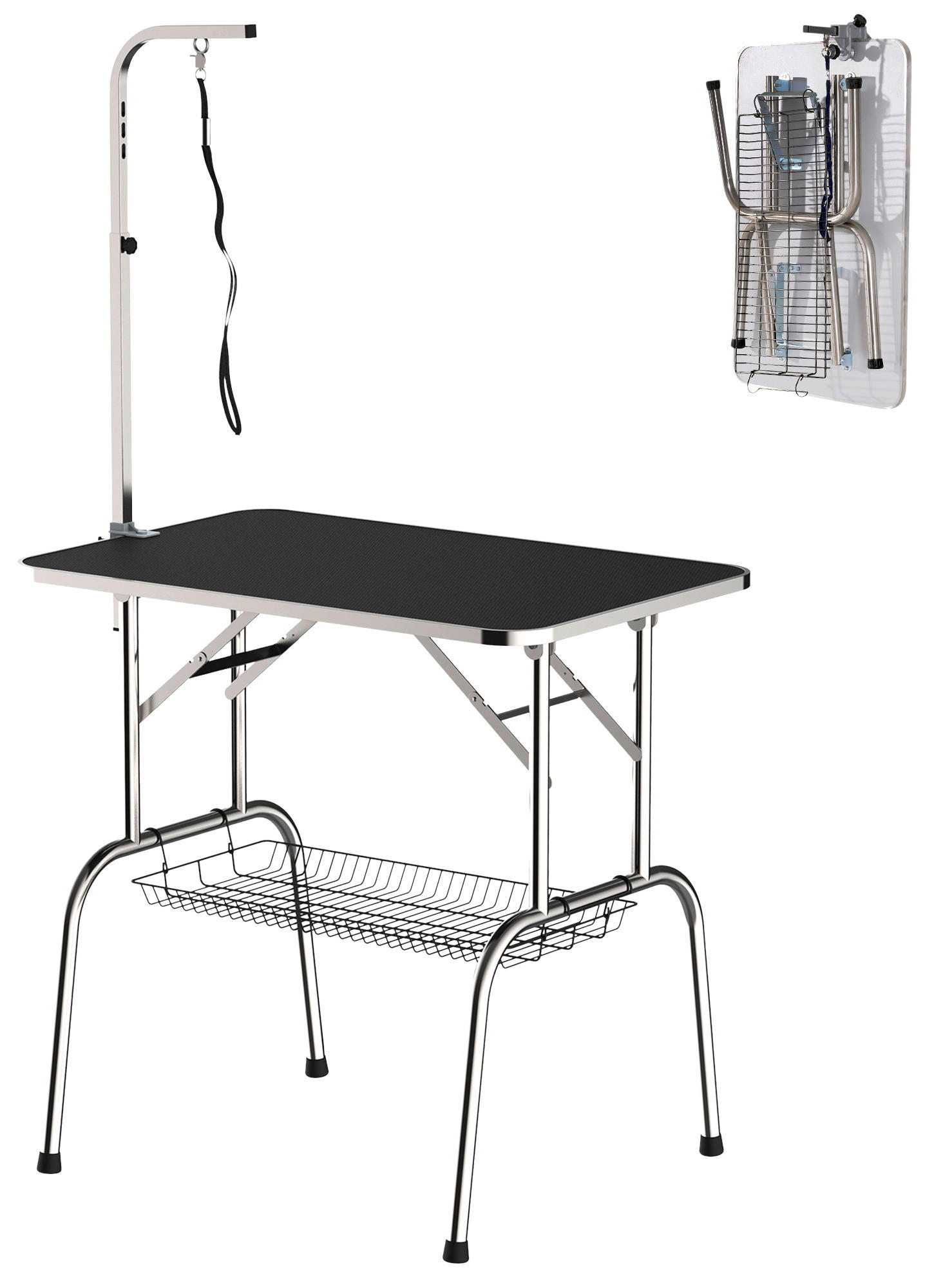 PawHut Hundetrimmtisch schwarz Gummi B/H/L: ca. 62x77x92 cm Hundetrimmtisch - schwarz/silber (92,00/62,00/77,00cm) - PawHut