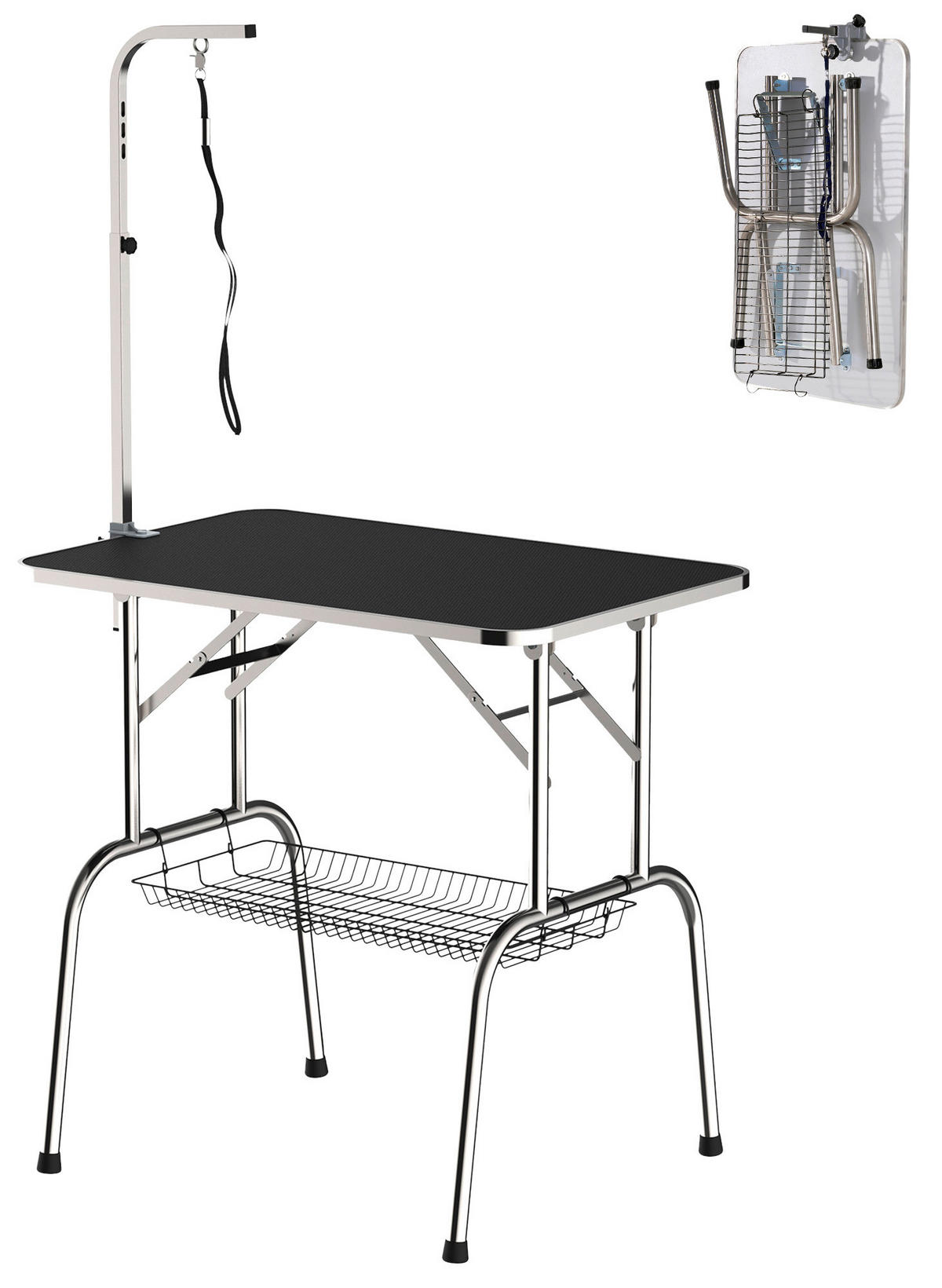 PawHut Hundetrimmtisch schwarz Gummi B/H/L: ca. 62x77x92 cm Hundetrimmtisch - schwarz/silber (92,00/62,00/77,00cm) - PawHut