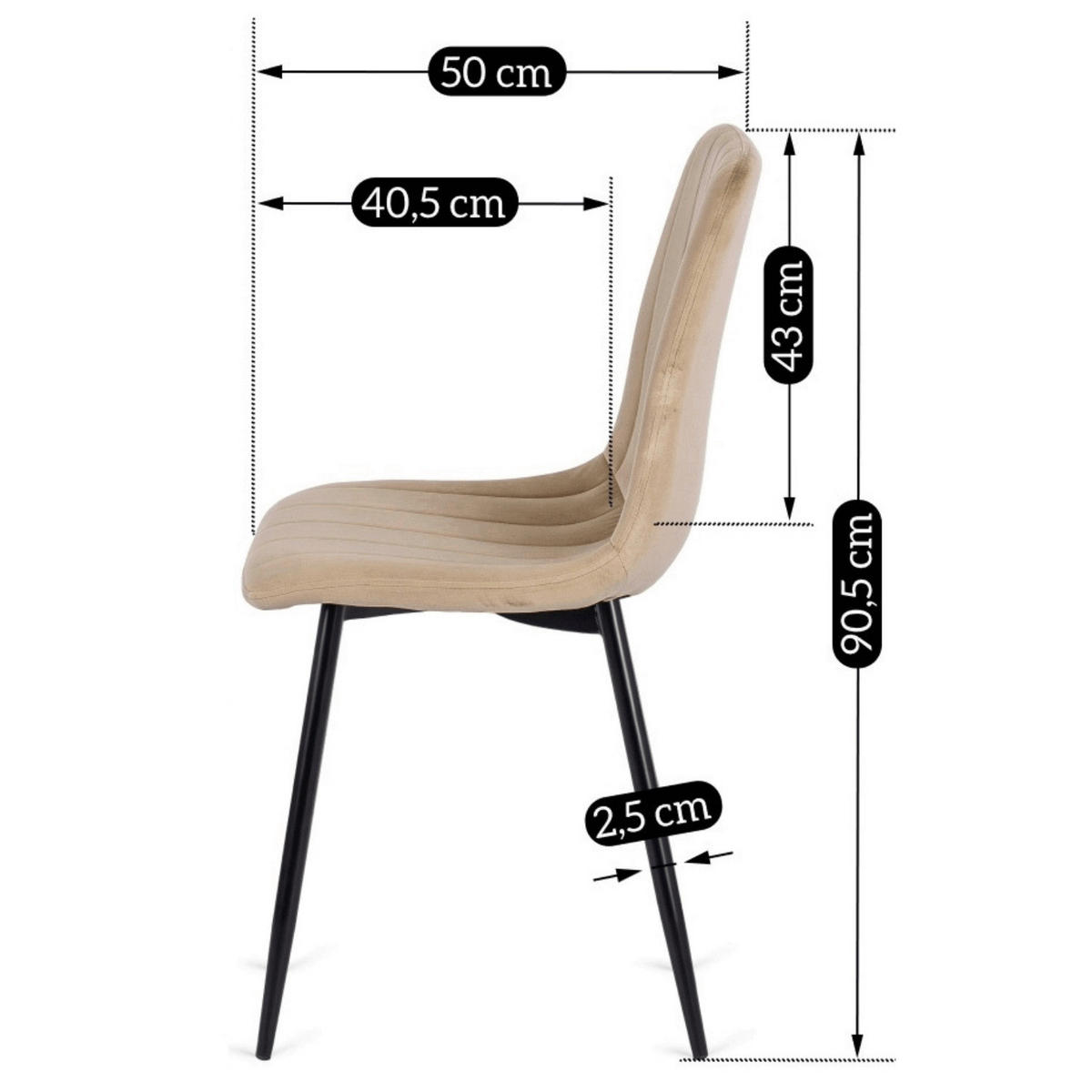 Stuhl IBIS beige Velourstoff B/H/T: ca. 43x90,5x50 cm IBIS - beige (43,00/90,50/50,00cm) - WIPMEB