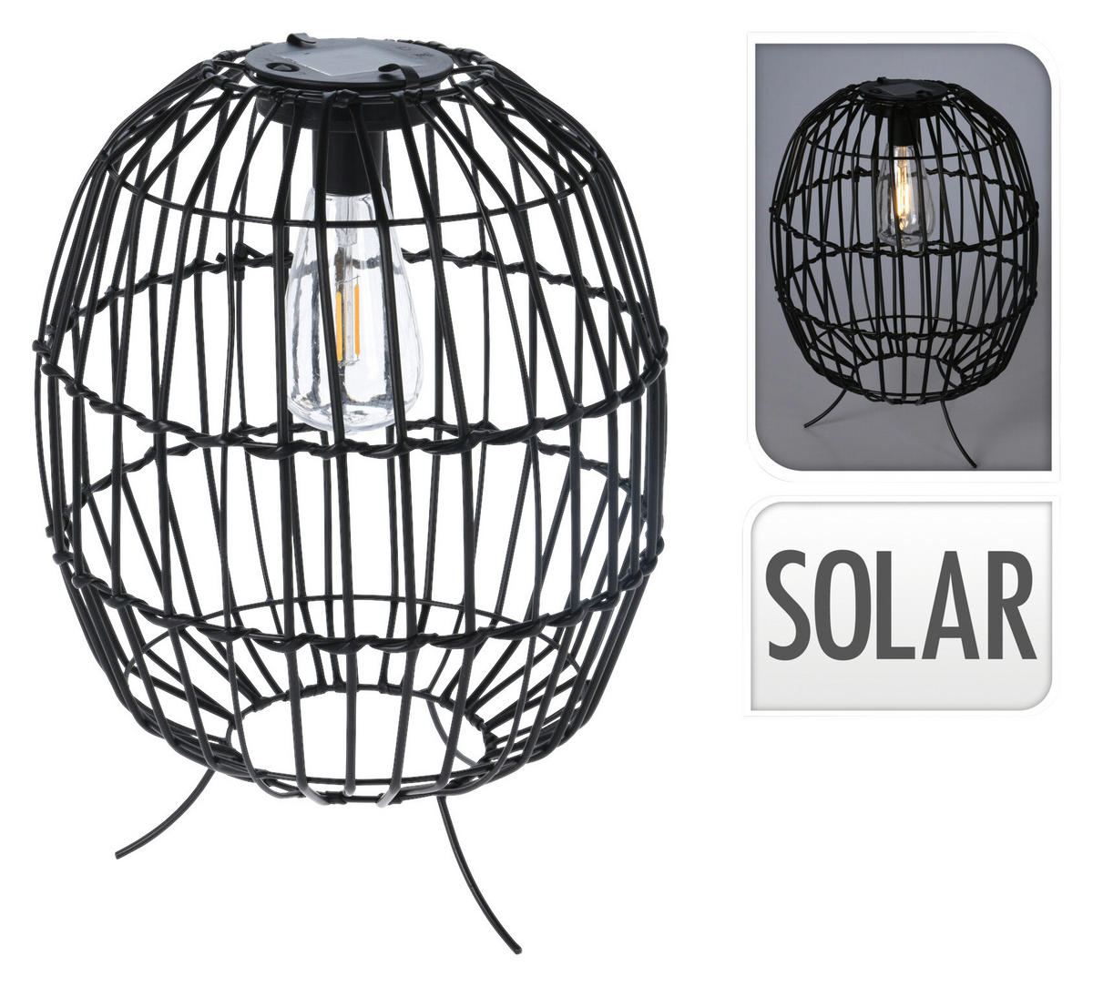 Solarlampe schwarz Metall B/H: ca. 25x35 cm Solarlampe - schwarz (25,00/35,00cm)