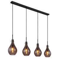 GLOBO Pendelleuchte schwarz Metall B/H/T: ca. 18x120x110 cm E14 4 Brennstellen OSKUS - schwarz (18,00/120,00/110,00cm) - GLOBO