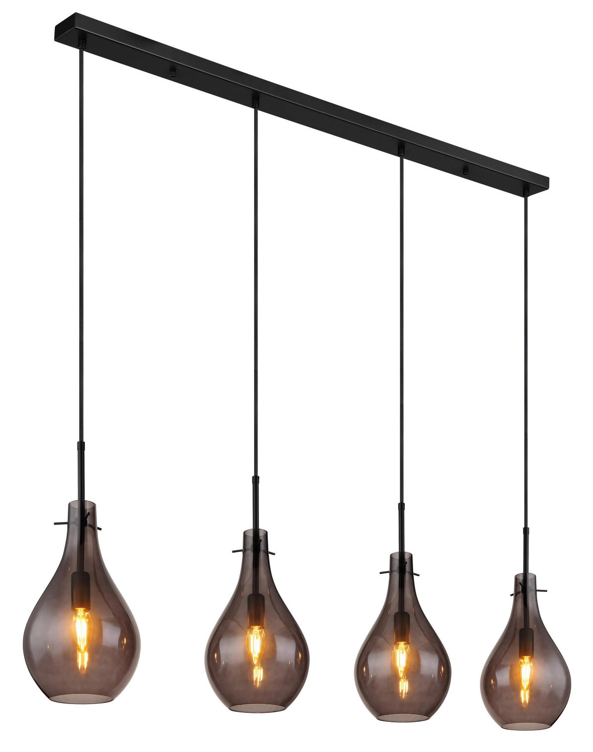 GLOBO Pendelleuchte schwarz Metall B/H/T: ca. 18x120x110 cm E14 4 Brennstellen OSKUS - schwarz (18,00/120,00/110,00cm) - GLOBO