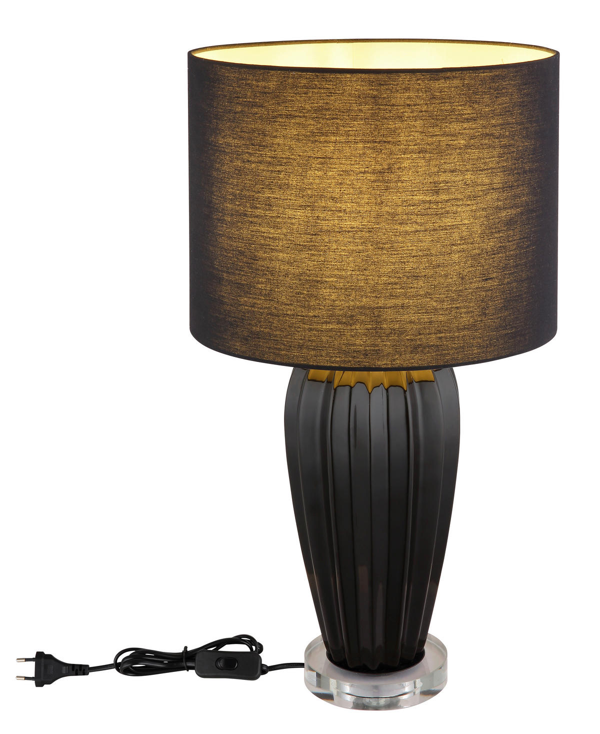 GLOBO Tischleuchte IRINA 24145B Chrom klar schwarz Kunststoff Metall Keramik H/D: ca. 59x35 cm E27 1 Brennstellen IRINA - klar/schwarz (35,00/59,00cm) - GLOBO