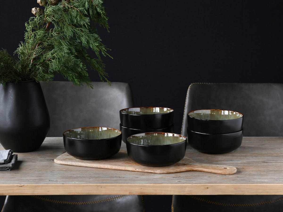 CreaTable Schalen-Set Nordic Fjord Green grün Steinzeug D: ca. 15,5 cm Nordic Fjord Green - grün (15,50cm) - CreaTable