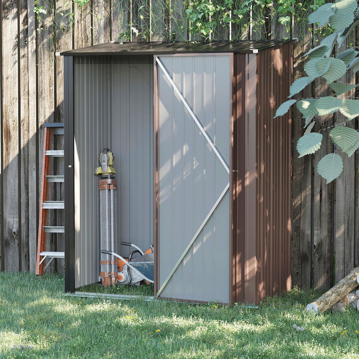 Outsunny Gartenhaus braun B/H/L: ca. 94,5x196x161,5 cm Gartenhaus - braun (161,50/94,50/196,00cm) - Outsunny