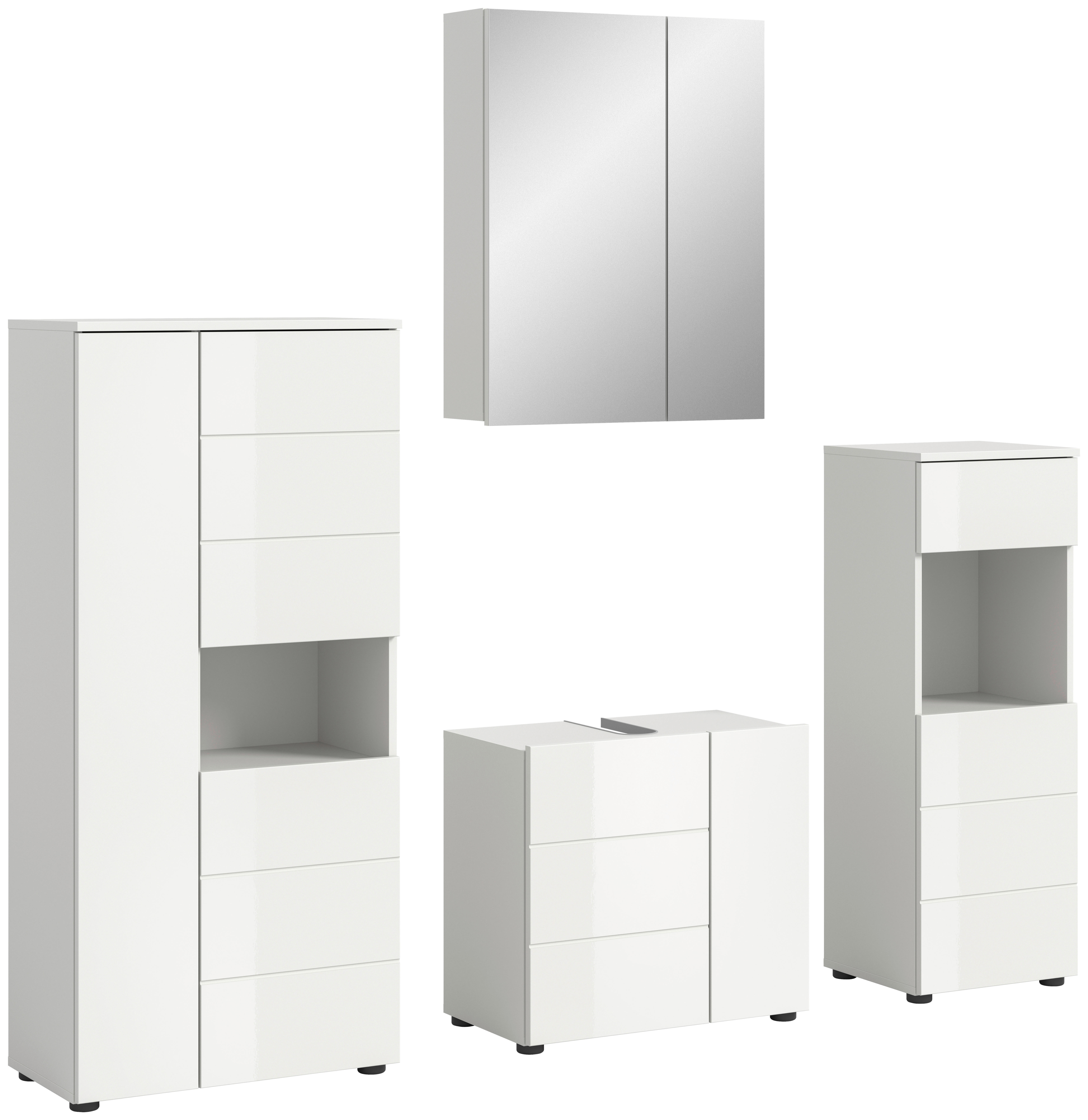 Badezimmer-Set VIRA weiß weiß Hochglanz B/H/T: ca. 188x190x34 cm VIRA - weiß (188,00/190,00/34,00cm) - xonox.home