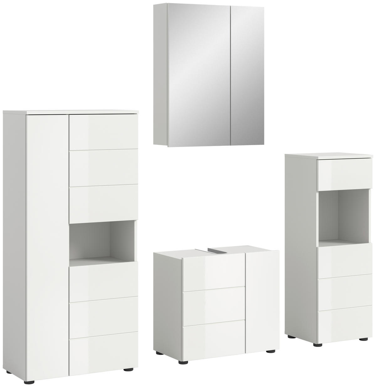 Badezimmer-Set VIRA weiß weiß Hochglanz B/H/T: ca. 188x190x34 cm VIRA - weiß (188,00/190,00/34,00cm) - xonox.home
