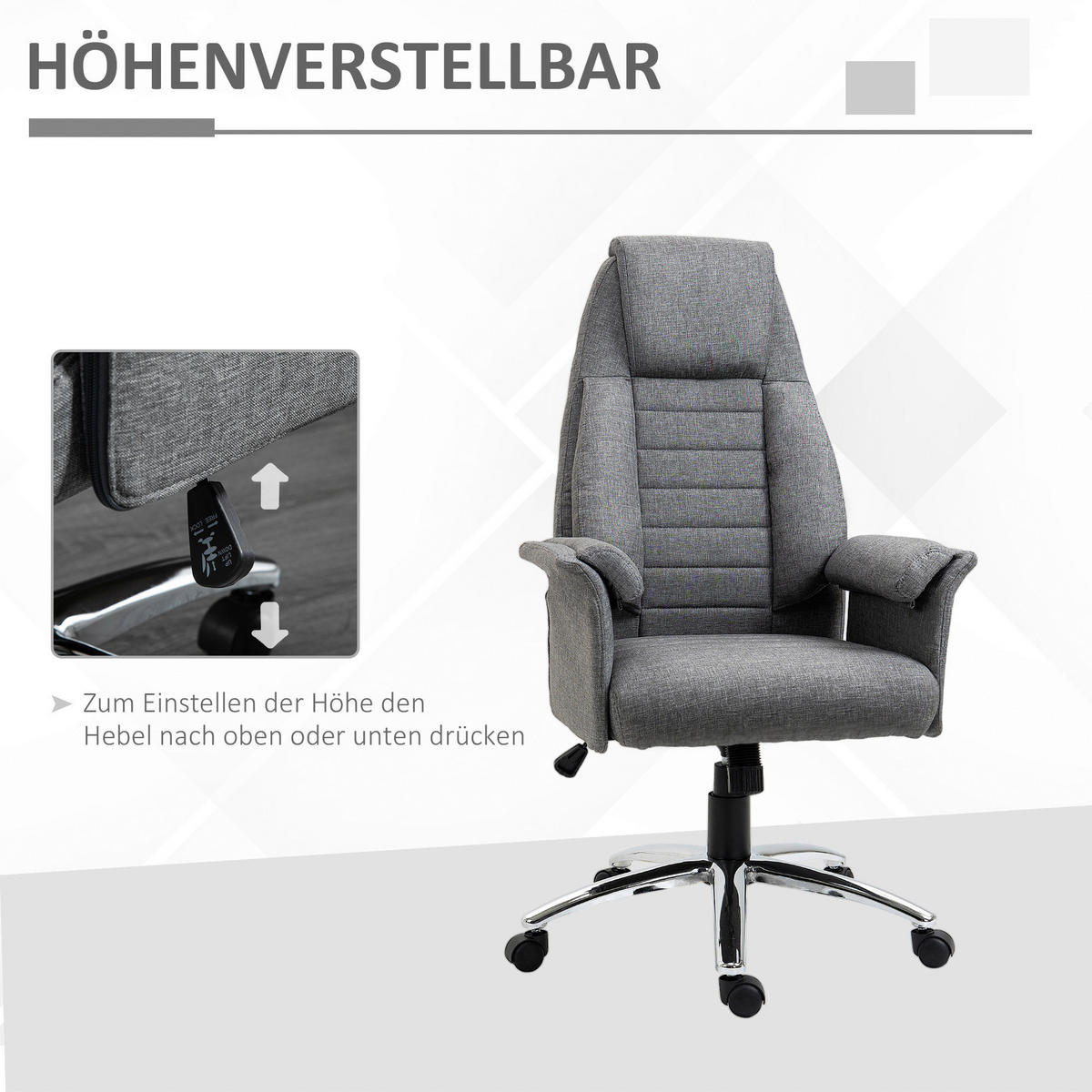 Drehstuhl 921-032GY grau 921-032GY - grau (68,00/116,00/69,00cm) - HOMCOM