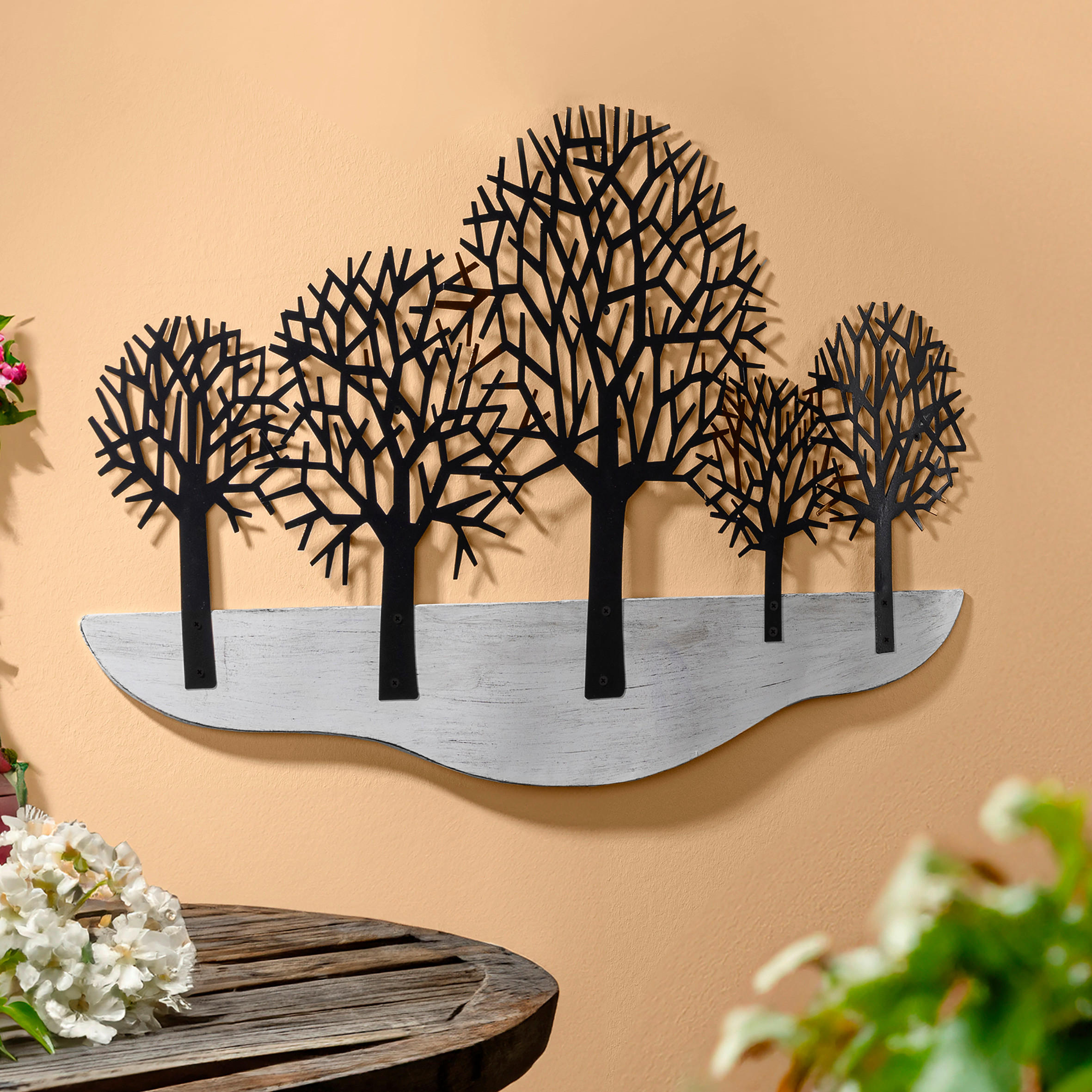 Wanddekoration Wanddekoration_Baumsilhouetten - schwarz/grau (100,00/59,00cm)
