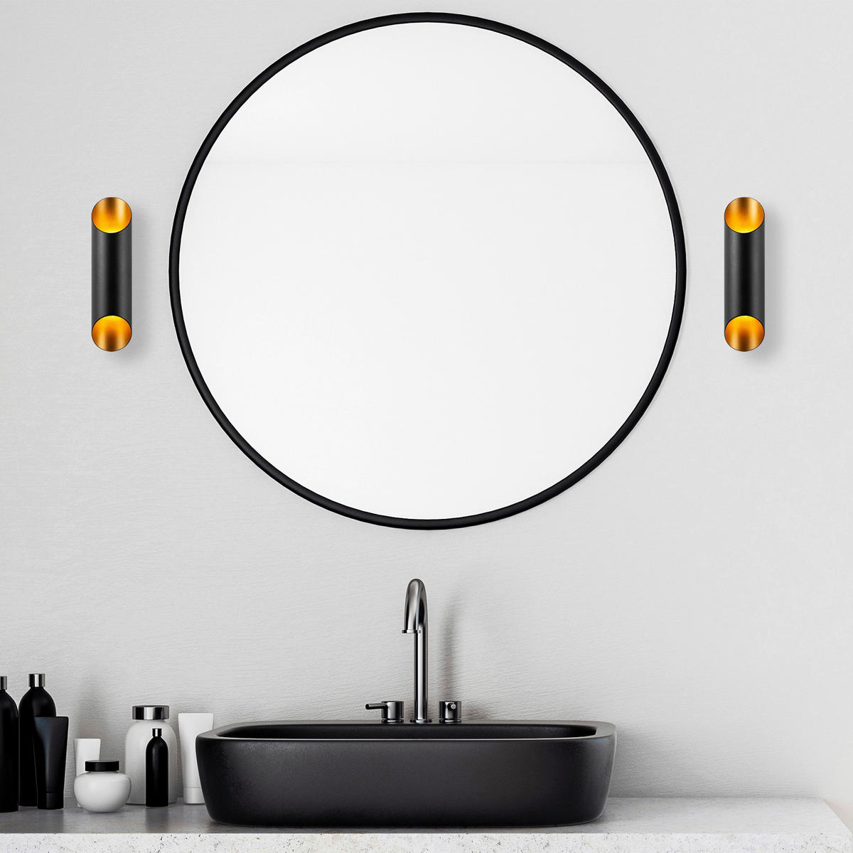 Opviq Wandleuchte Cut gold schwarz Metall B/H/T/L/D: ca. 12x30x12x8x8 cm G9 2 Brennstellen Cut - gold/schwarz (8,00/12,00/30,00cm) - Opviq