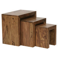 Beistelltisch 3er-Set natur Echtholz 3er-Set - natur - Wohnling