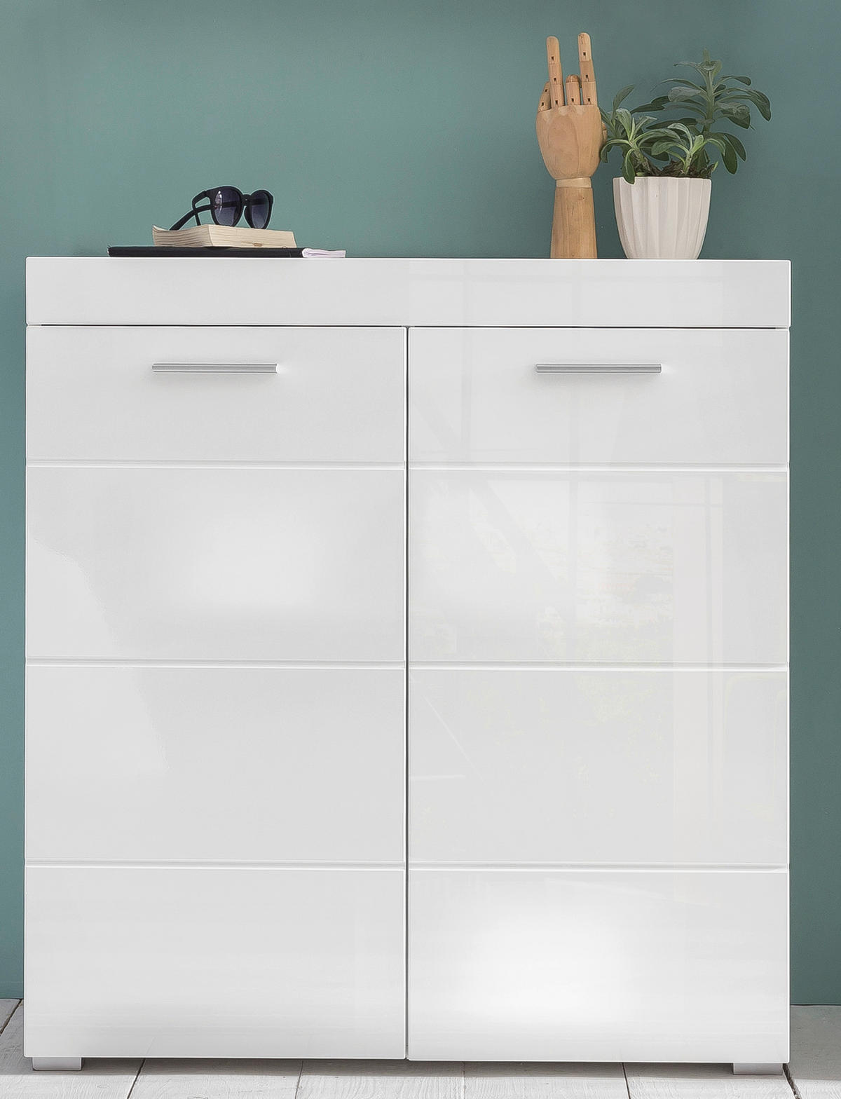Schuhschrank Amanda weiß Hochglanz weiß B/H/T: ca. 91x97x38 cm Amanda - weiß (91,00/97,00/38,00cm) - Trendteam