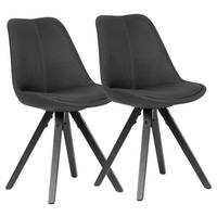 Stuhl 2er-Set anthrazit schwarz Stoff Echtholz B/H/T: ca. 52x87x49 cm 2er-Set - schwarz/anthrazit (52,00/87,00/49,00cm) - Wohnling