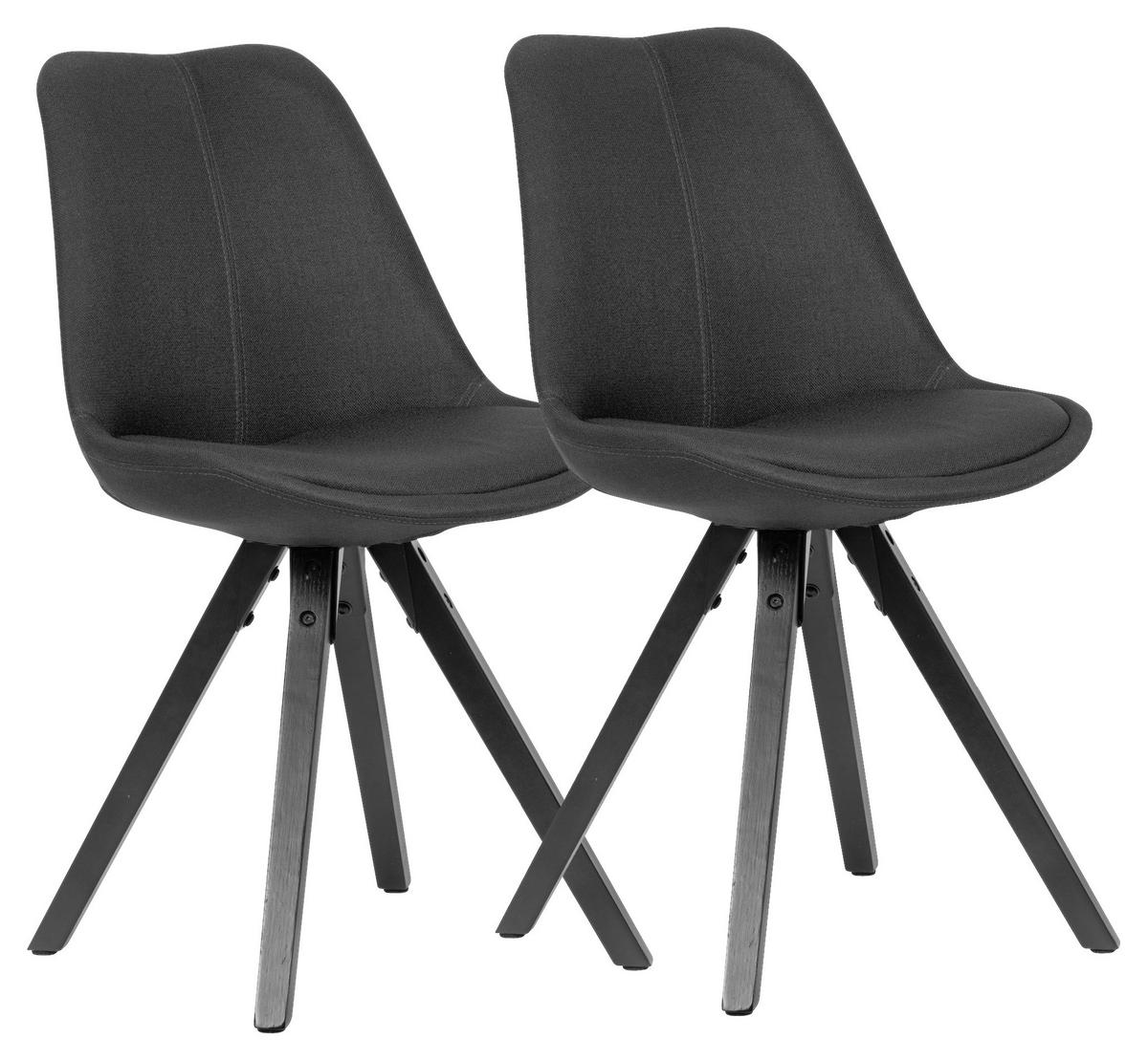 Stuhl 2er-Set anthrazit schwarz Stoff Echtholz B/H/T: ca. 52x87x49 cm 2er-Set - schwarz/anthrazit (52,00/87,00/49,00cm) - Wohnling