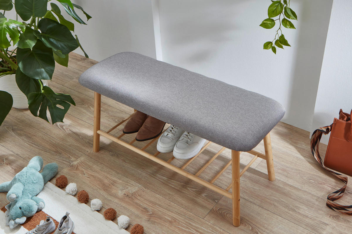 Sitzbank natur grau B/H/T: ca. 90x45x34 cm KLEINMÖBEL Sitzbank - natur/grau (90,00/45,00/34,00cm) - xonox.home