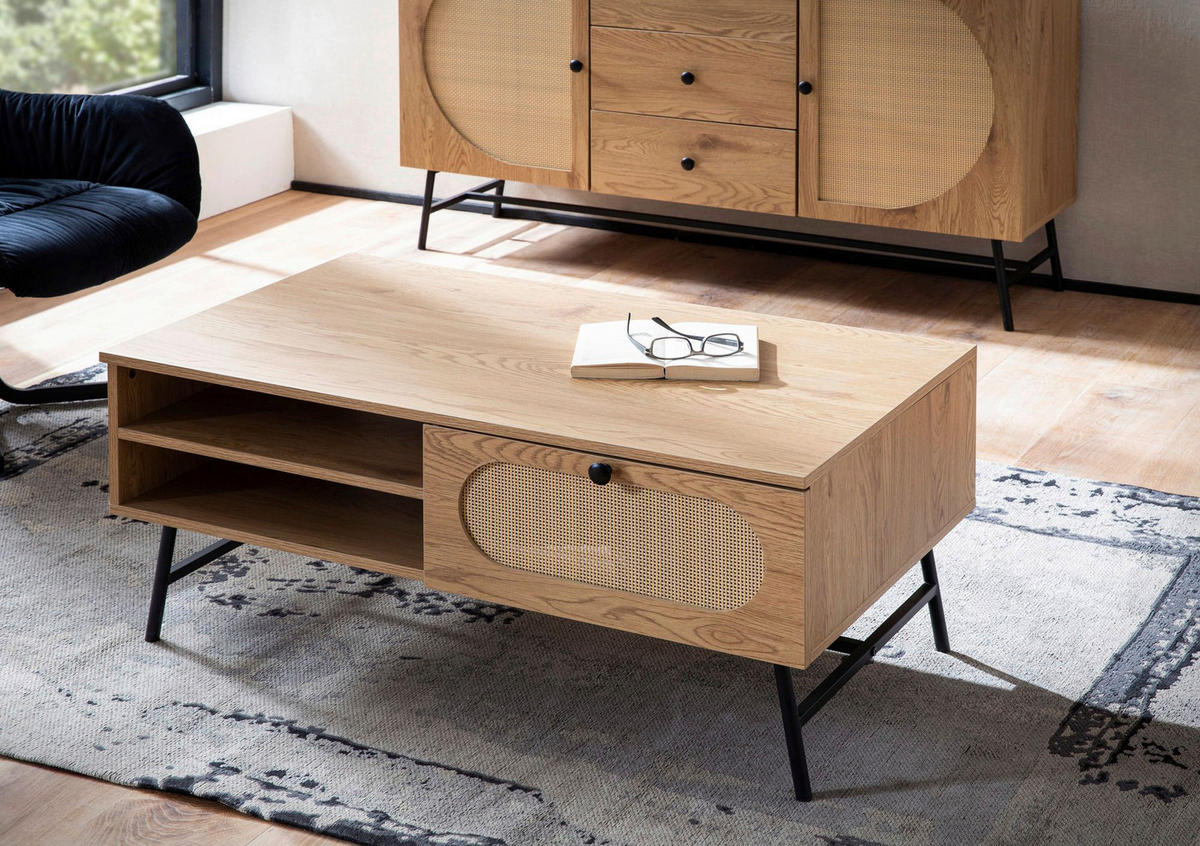 Couchtisch Eiche Nachbildung B/H/T: ca. 100x45x60 cm Couchtisch - Eiche (100,00/45,00/60,00cm) - Wohnling