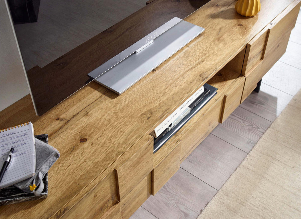 Lowboard Eiche Nachbildung B/H/T: ca. 160x46x43 cm Lowboard - Eiche (160,00/46,00/43,00cm) - Wohnling