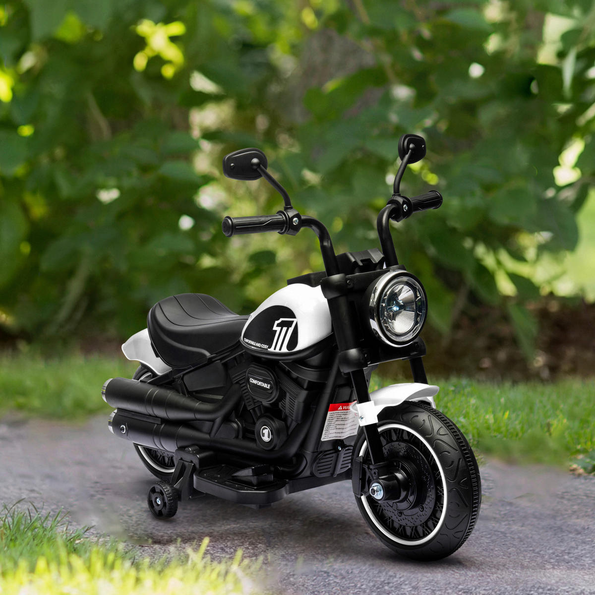 HOMCOM Kinder-Elektromotorrad schwarz B/H/L: ca. 42x57x76 cm Kinder-Elektromotorrad - weiß/schwarz (76,00/42,00/57,00cm) - HOMCOM