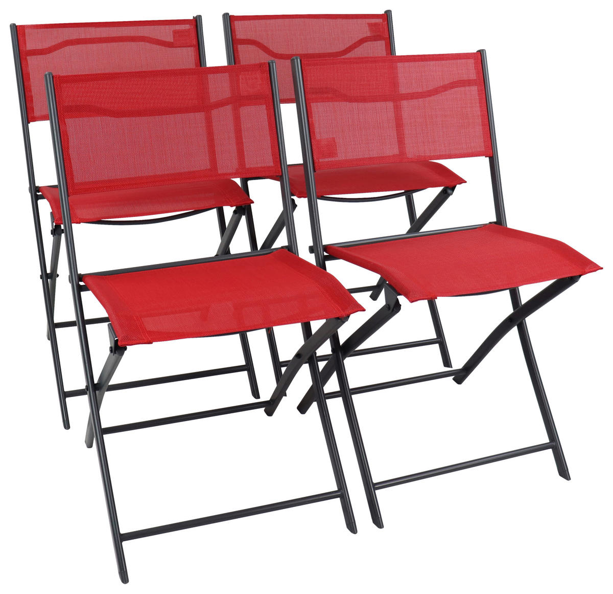 VCM Gartenstuhl 4er Set Sumila rot Metall B/H/L: ca. 45x79x46 cm Sumila - rot (46,00/45,00/79,00cm) - VCM