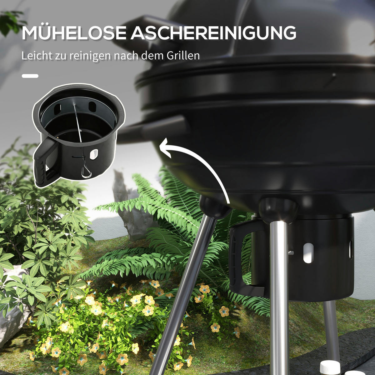 Outsunny Grill Edelstahl B/H/L: ca. 55x65x89 cm Holzkohlegrill - schwarz (89,00/55,00/65,00cm) - Outsunny