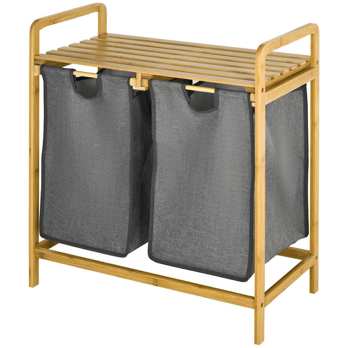 HOMCOM Wäschekorb grau B/H/L: ca. 33x63,5x73 cm Wäschekorb - grau (73,00/33,00/63,50cm) - HOMCOM