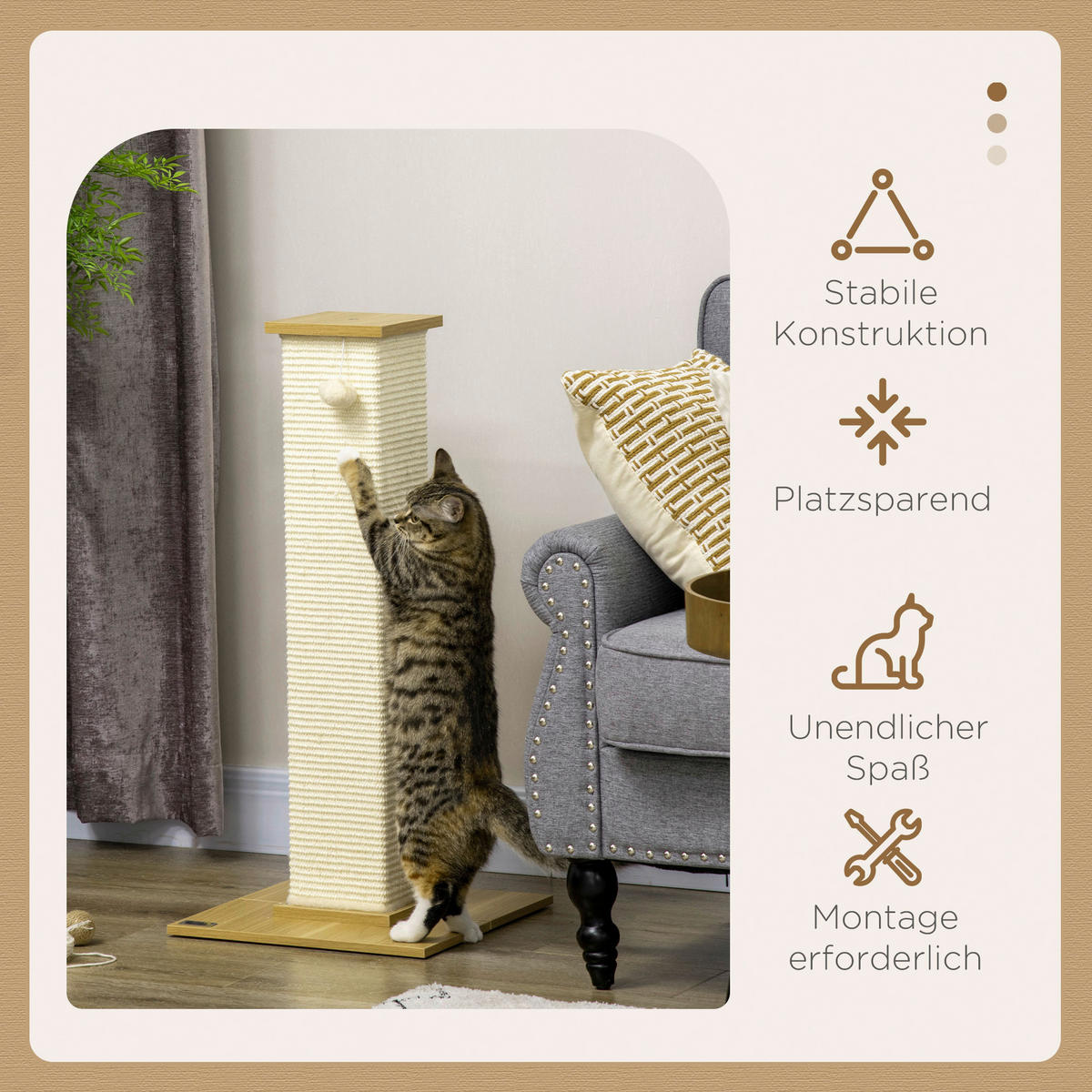 PawHut Kratzbaum bunt Spanplatte B/H/L: ca. 38x80x38 cm Kratzbaum - bunt (38,00/38,00/80,00cm) - PawHut