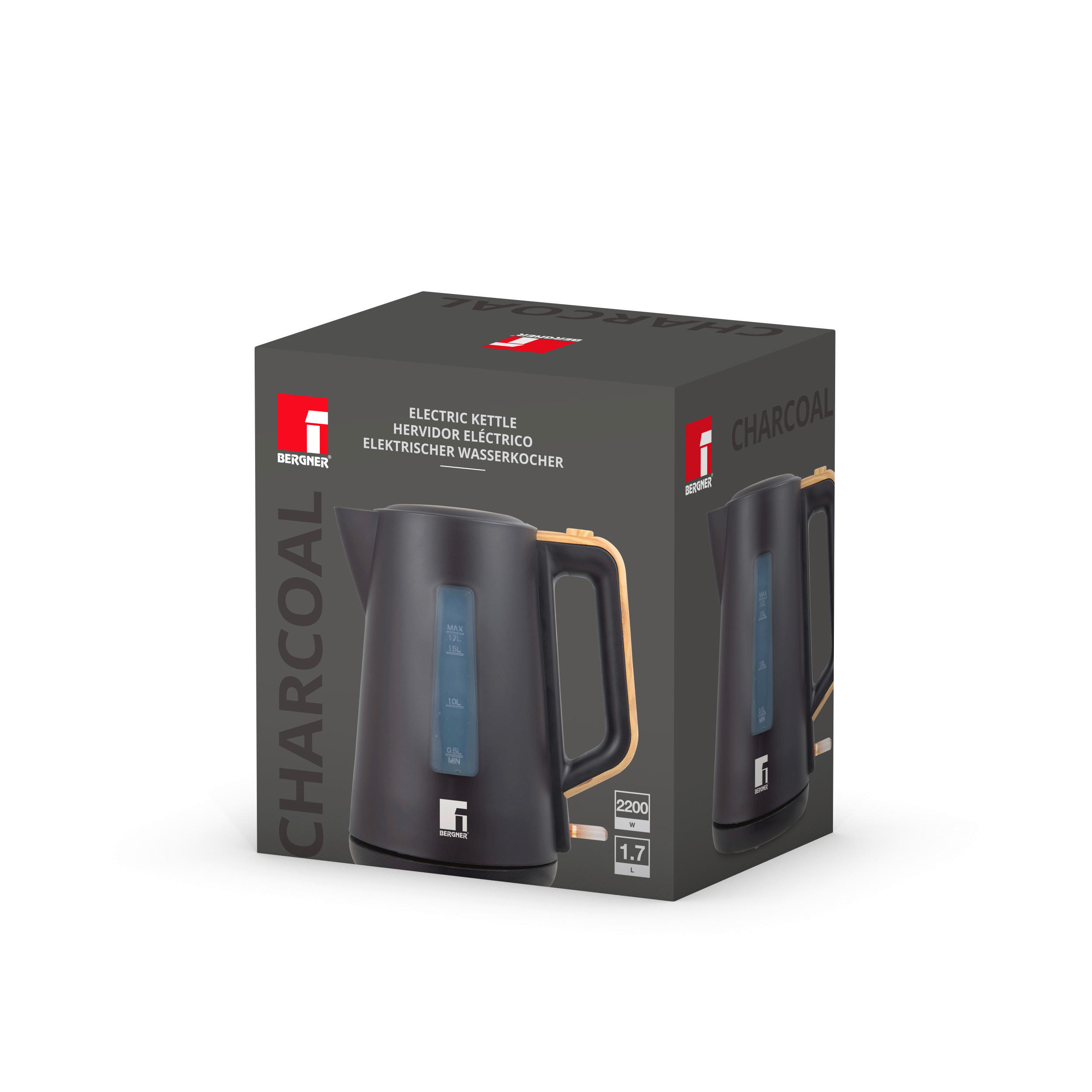 BERGNER Wasserkocher CHARCOAL - schwarz (22,00/17,00/24,00cm) - BERGNER