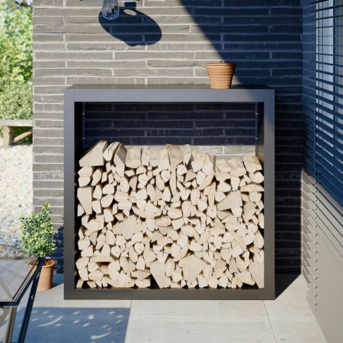 VidaXL Brennholzregal anthrazit B/H/L: ca. 40x100x100 cm Brennholzregal - anthrazit (100,00/40,00/100,00cm) - VidaXL