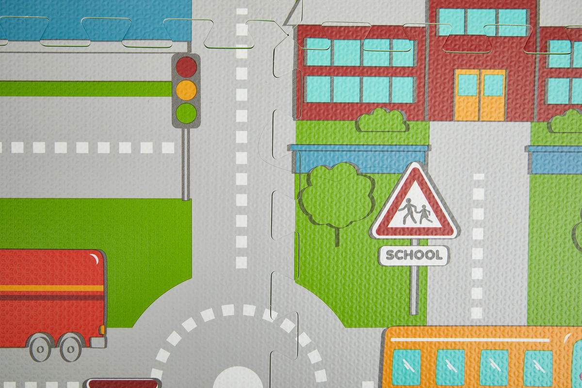 Puzzlematte Straßen bunt B/H/L: ca. 90x1x90 cm Straßen - bunt (90,00/90,00/1,00cm)