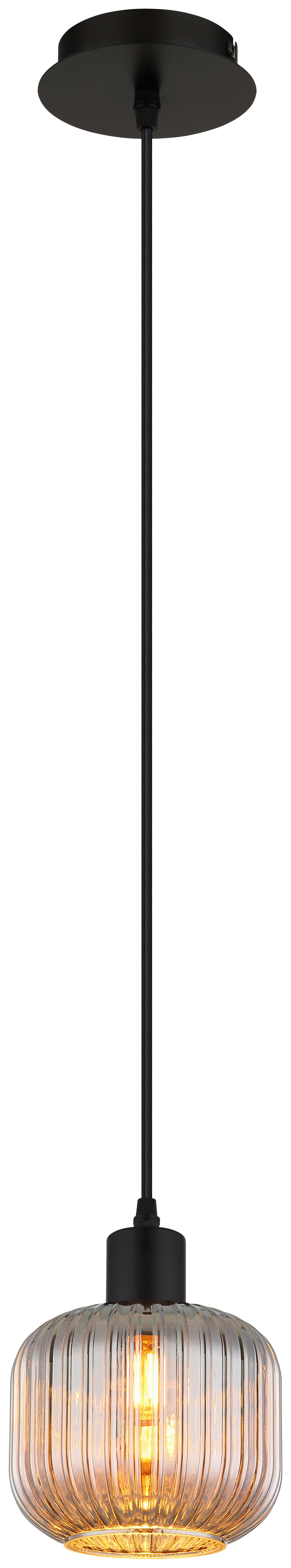 GLOBO Pendelleuchte TOM 30500108 Rauch schwarz Glas Metall H/D: ca. 120x15 cm E14 1 Brennstellen TOM - schwarz/Rauch (15,00/120,00cm) - GLOBO