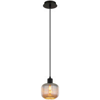 GLOBO Pendelleuchte TOM 30500108 Rauch schwarz Glas Metall H/D: ca. 120x15 cm E14 1 Brennstellen TOM - schwarz/Rauch (15,00/120,00cm) - GLOBO