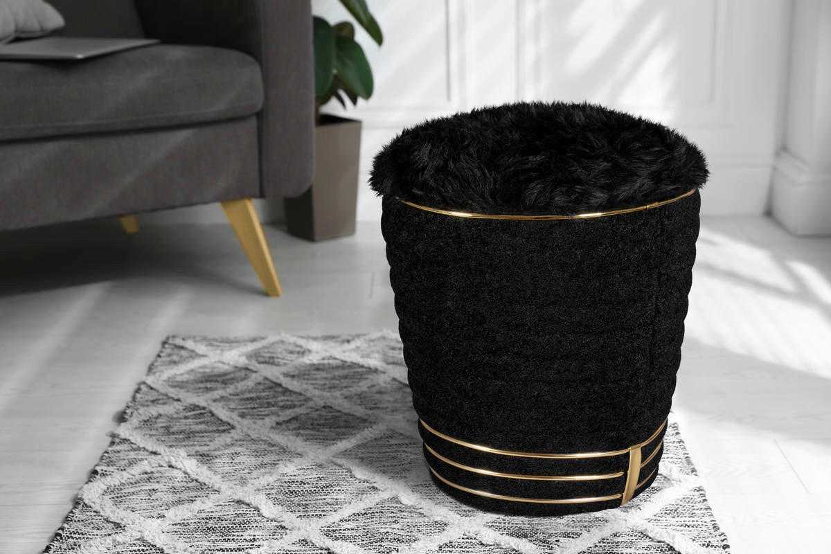 360 Living Hocker Doric 310 schwarz gold H/D: ca. 50x42 cm Doric 310 - gold/schwarz (42,00/50,00cm) - 360 Living