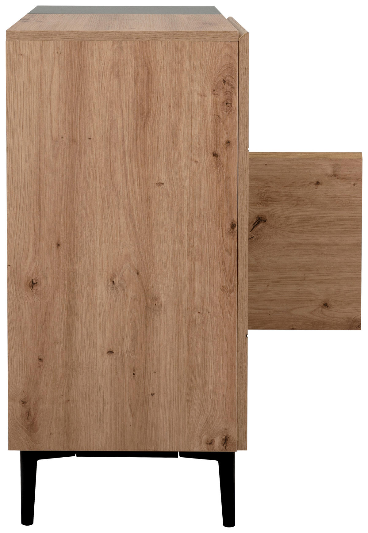 Kommode Nola Eiche Artisan Nachbildung schwarz B/H/T: ca. 120x90x42 cm Nola - Eiche/schwarz (120,00/90,00/42,00cm)