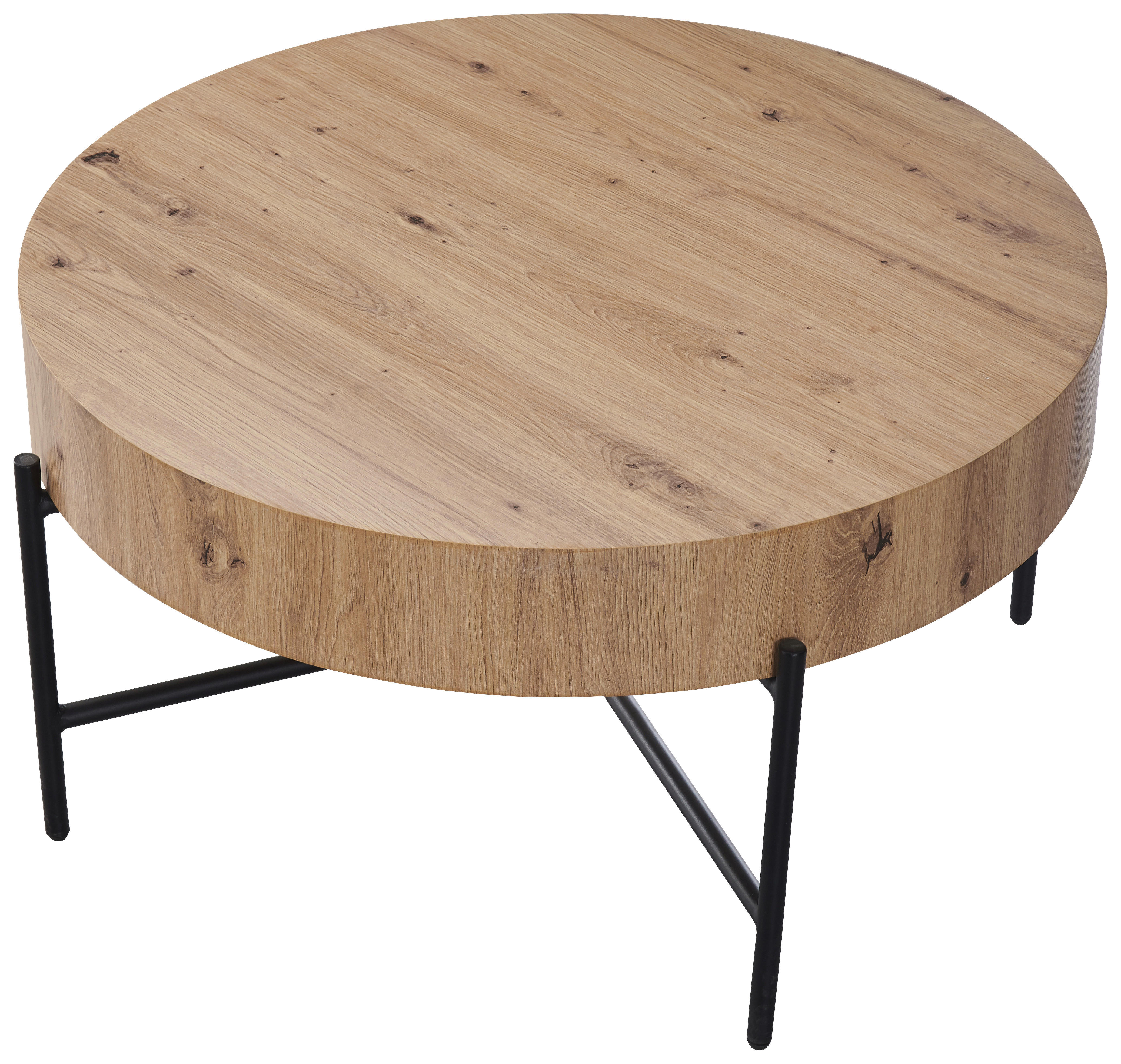Couchtisch Antonia Eiche Artisan Nachbildung H/D: ca. 42x80 cm Antonia - Eiche/schwarz (80,00/42,00cm)