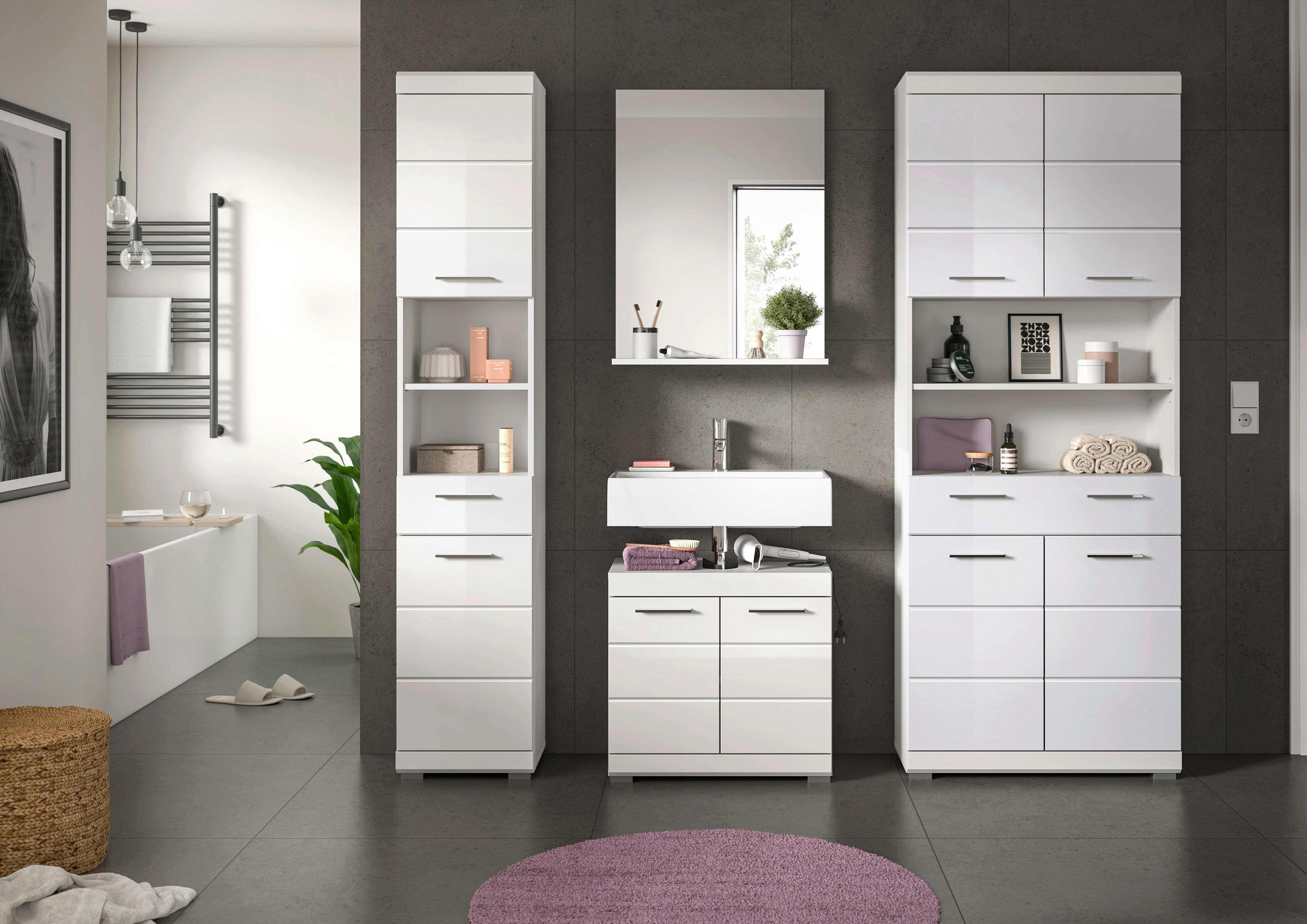 Thumbnail - Badezimmer-Set Scout weiß weiß Hochglanz B/H/T: ca. 186x191x34 cm