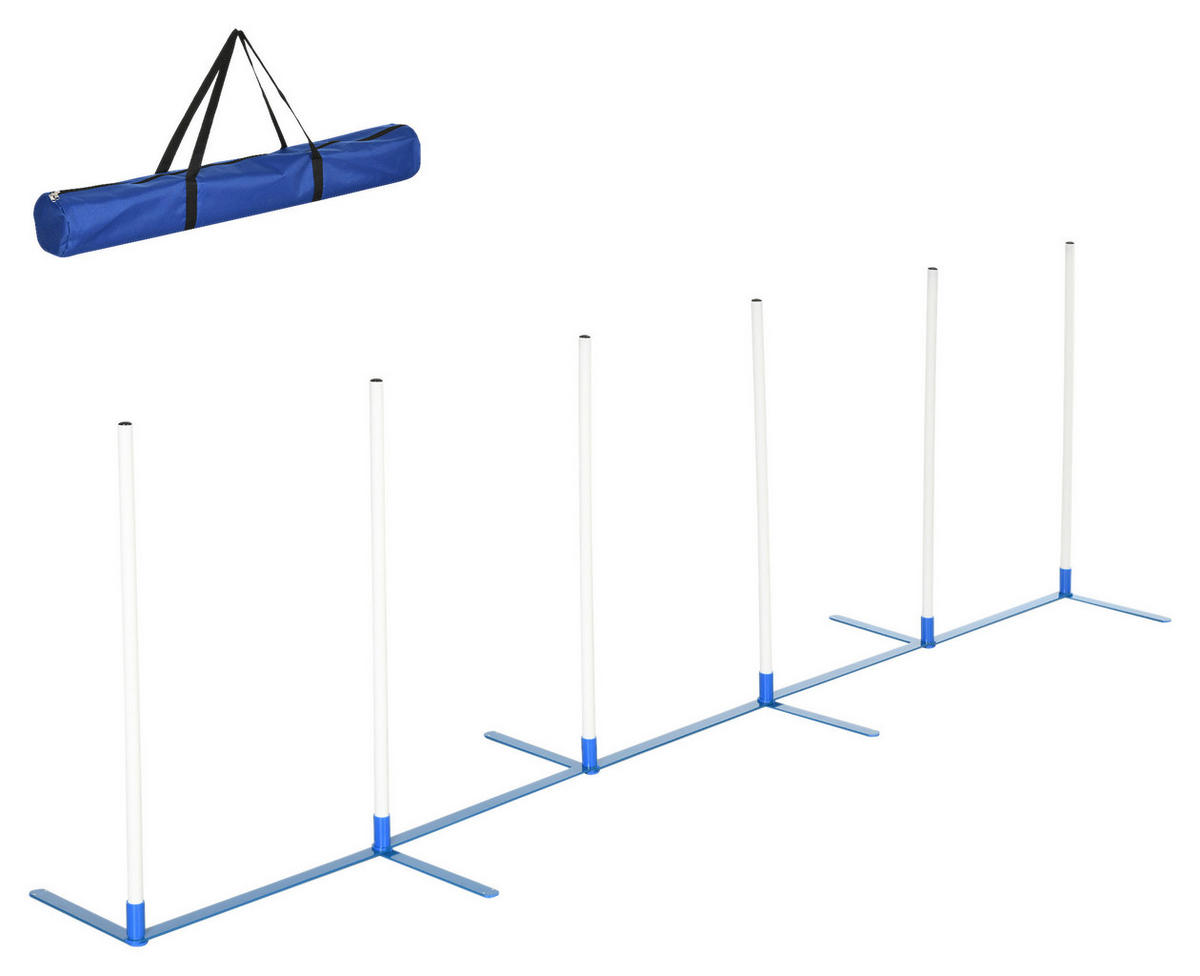 PawHut Hunde-Agility-Set blau Kunststoff B/H/L: ca. 60x94x305 cm Hunde-Agility-Set - blau/weiß (305,00/60,00/94,00cm) - PawHut