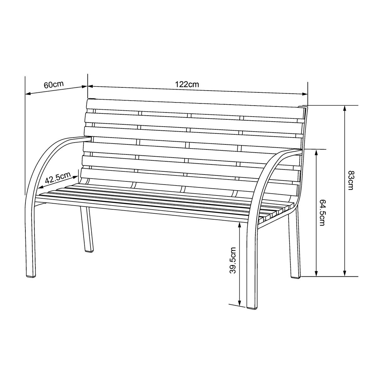 AXI Outdoor Living Gartenbank Otis braun Metall B/H/L: ca. 60x83x122 cm Otis - braun/schwarz (122,00/60,00/83,00cm) - AXI Outdoor Living