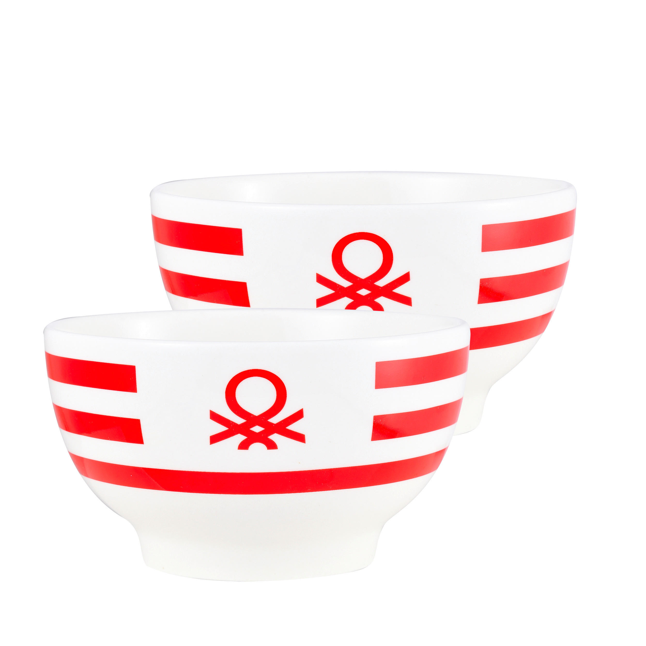 BENETTON Mehrzweckschalenset Rainbow rot Keramik H/D: ca. 6x14 cm Rainbow - weiß/rot (14,00/6,00cm) - BENETTON