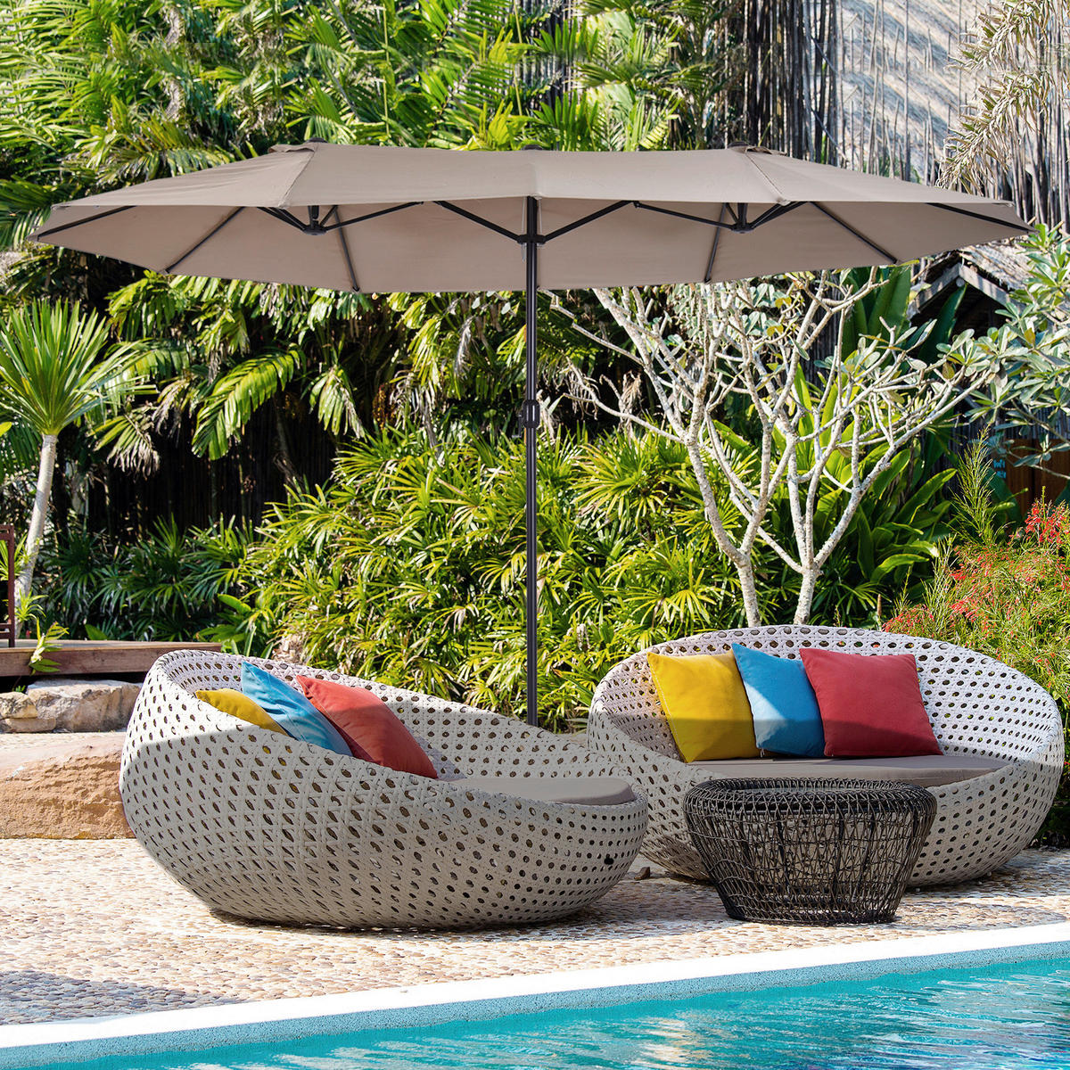 Outsunny Marktschirm café braun Metall B/H/L: ca. 270x240x460 cm Marktschirm - café braun (460,00/270,00/240,00cm) - Outsunny