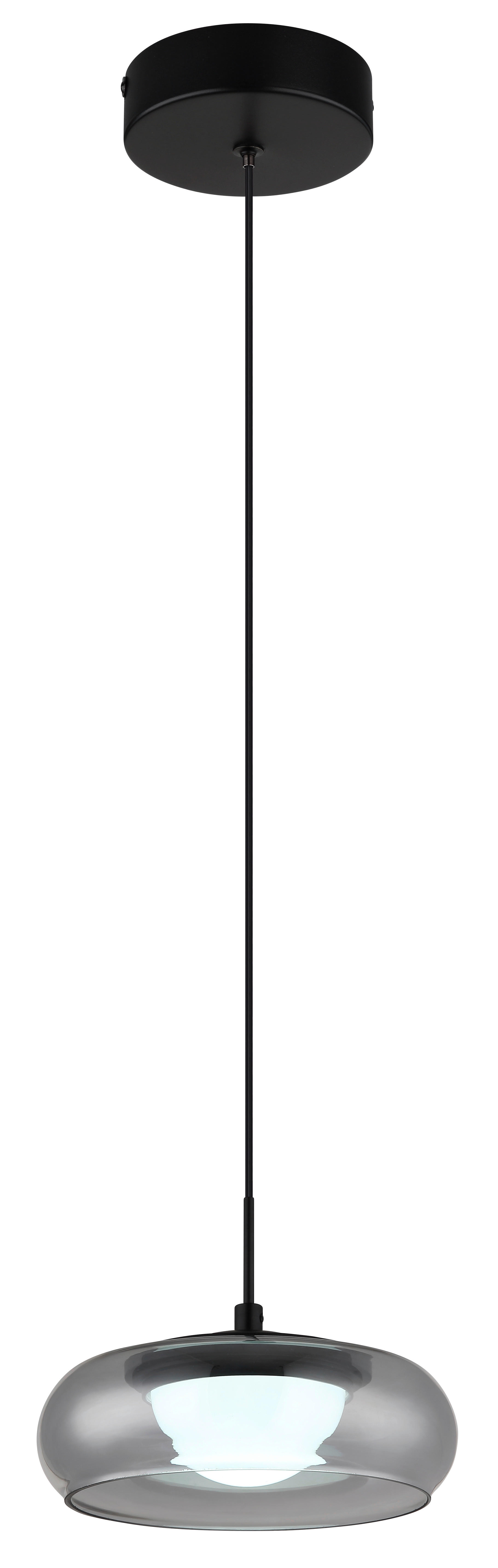 GLOBO Hängeleuchte schwarz Rauch Glas Metall B/H/L: ca. 26x18x26 cm Hängeleuchte-Carlene - schwarz/Rauch (26,00/26,00/18,00cm) - GLOBO