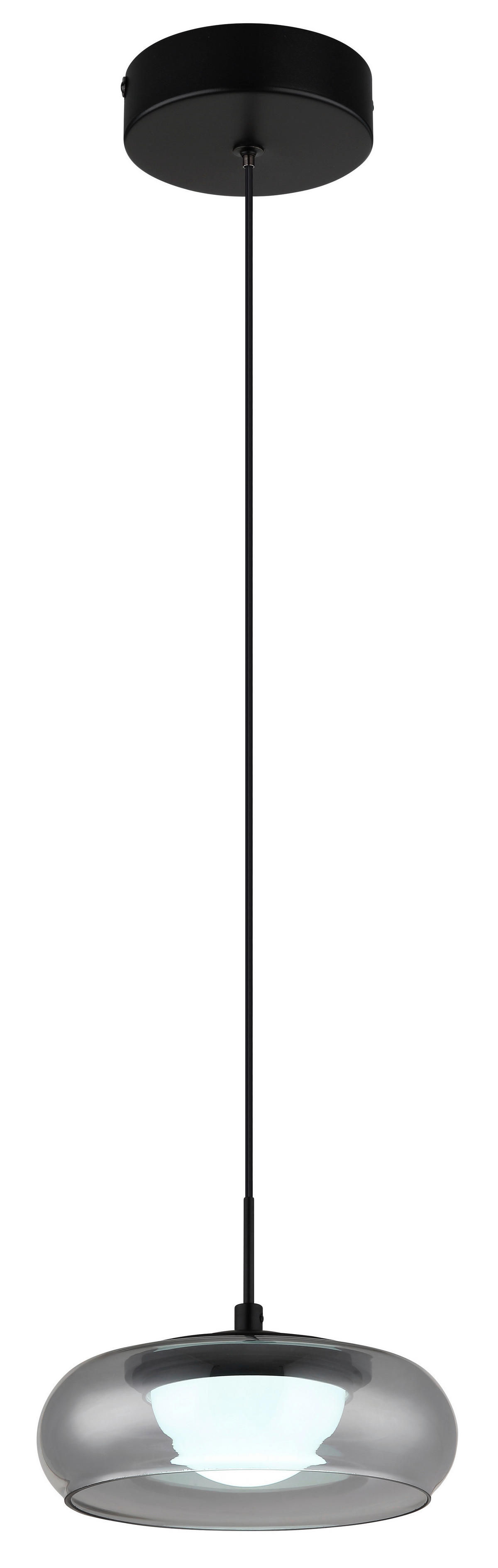 GLOBO Hängeleuchte schwarz Rauch Glas Metall B/H/L: ca. 26x18x26 cm Hängeleuchte-Carlene - schwarz/Rauch (26,00/26,00/18,00cm) - GLOBO