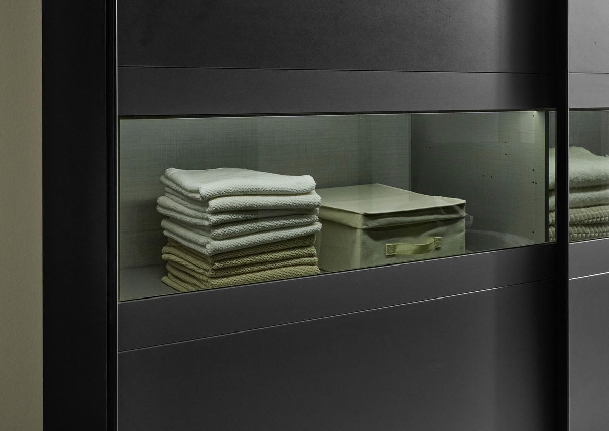 Schwebetürenschrank Easy Plus Black Graphit B/H/T: ca. 225x208x65 cm Easy Plus Black - schwarz/Graphit (225,00/208,00/65,00cm)