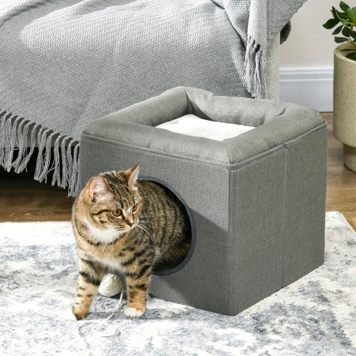 PawHut Katzen-Zubehör grün Polyester B/H/L: ca. 36,5x36,5x33 cm Katzenhöhle - grün (33,00/36,50/36,50cm) - PawHut