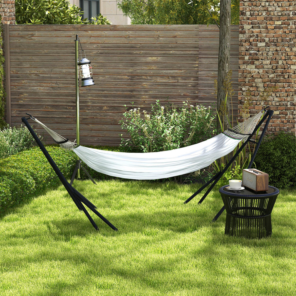 Outsunny Hängemattengestell weiß Nylon B/H/L: ca. 89x263x100 cm Hängemattengestell - weiß (100,00/89,00/263,00cm) - Outsunny