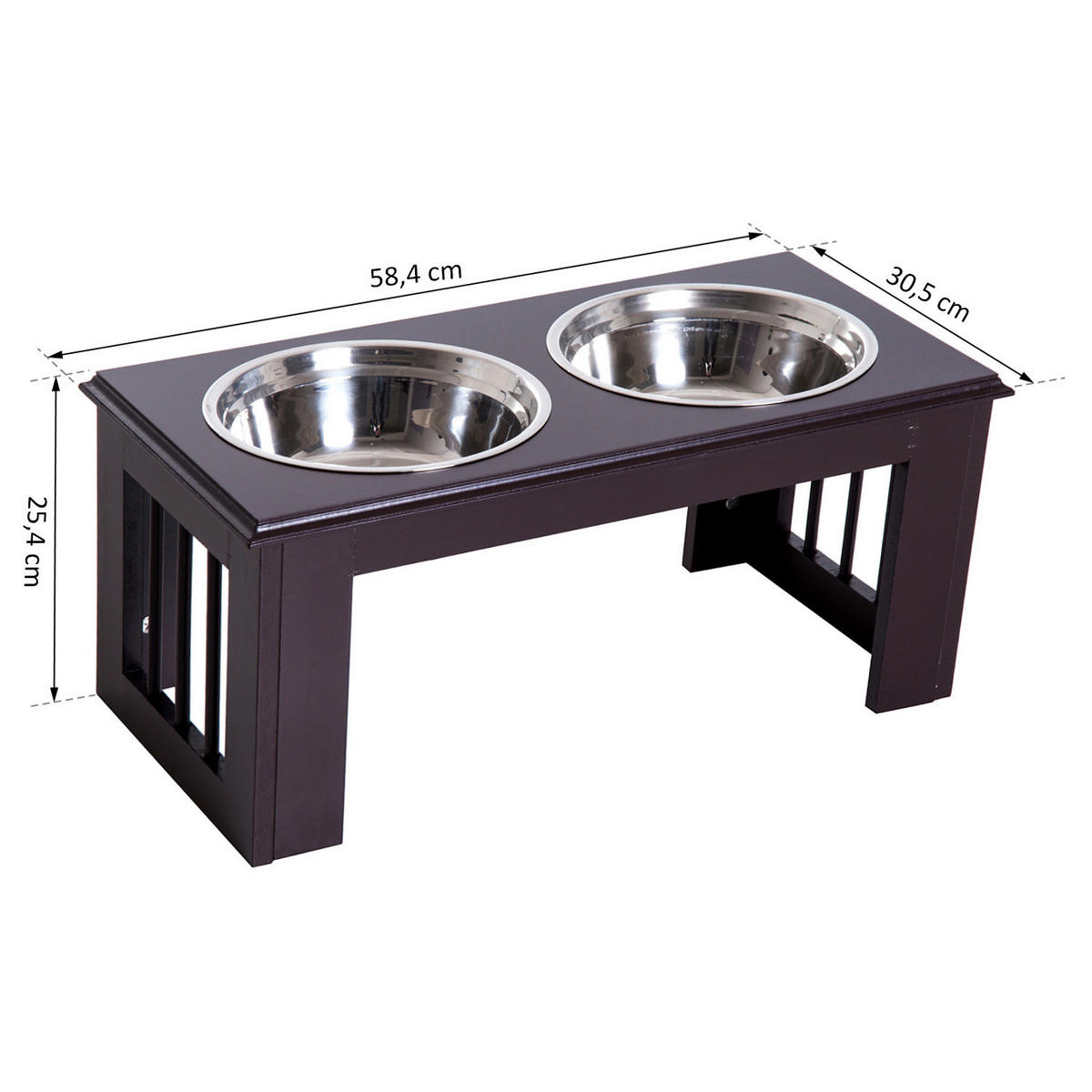 PawHut Futternapf braun Edelstahl B/H/L: ca. 31x25x58 cm Futternapf - braun (58,00/31,00/25,00cm) - PawHut