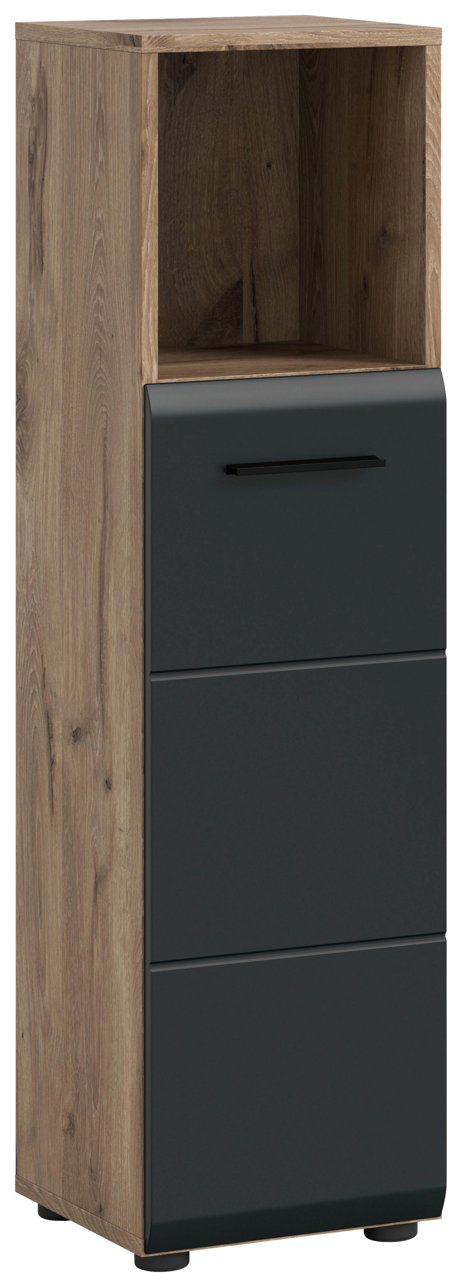 Schrank Ice Nox Oak Nachbildung schwarz matt B/H/T: ca. 30x110x30 cm Ice - schwarz (30,00/110,00/30,00cm) - xonox.home