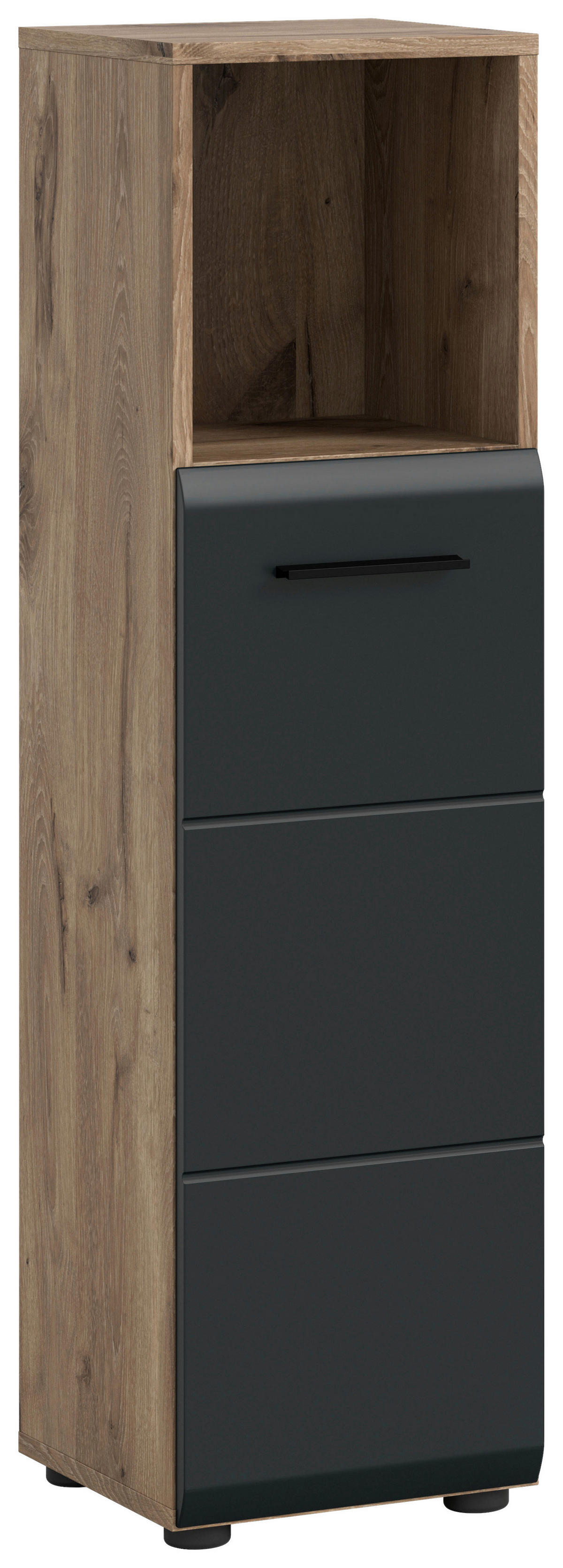 Schrank Ice Nox Oak Nachbildung schwarz matt B/H/T: ca. 30x110x30 cm Ice - schwarz (30,00/110,00/30,00cm) - xonox.home